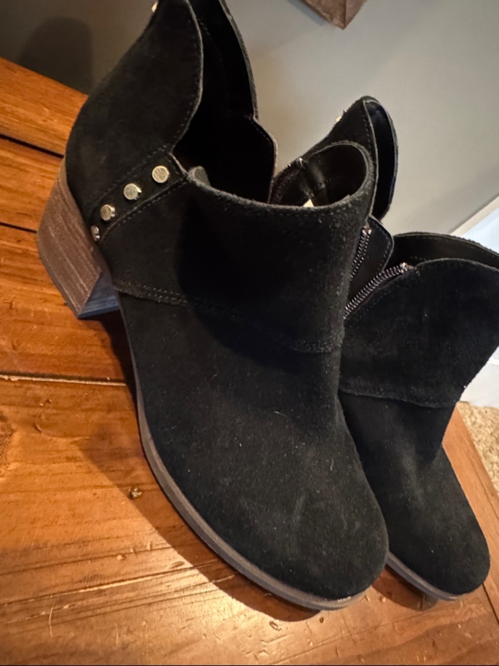 Koolaburra Black Suede Ankle Booties with Stud Accents